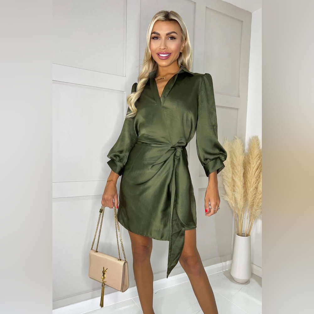 Gianni Bini Sage Green Mini Wrap Dress